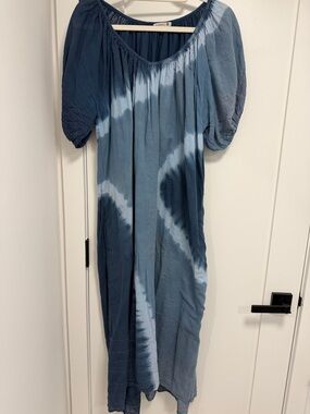 Sundry blue tie die loose fitting dress